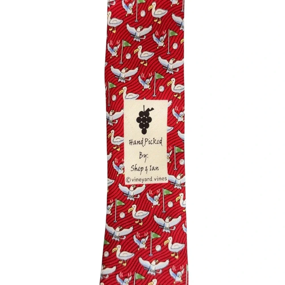 Vineyard Vines Under Par Golf Red Silk Tie